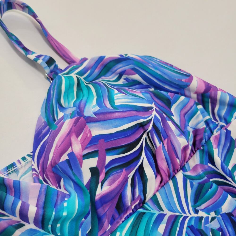 Swim Solutions Tummy-Control Faux-Tankini One-Piece Swimsuit Modest NWT Size 24W - Picture 6 of 13